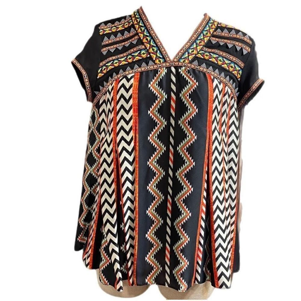 Ranna Gill Anthropologie Embroidered Bohemian Top Blouse Size 0